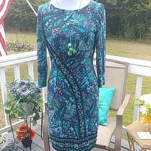 Stunning turquoise, blue, green dress